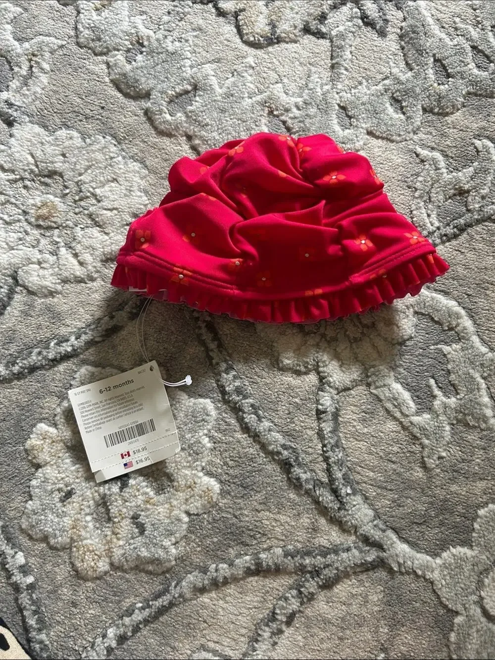 Gymboree Hot Pink Floral Ruffle Swim Cap